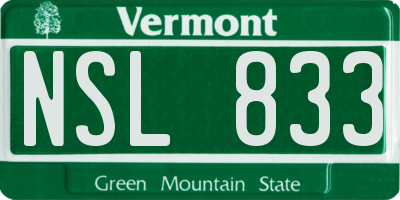 VT license plate NSL833