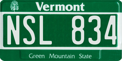 VT license plate NSL834