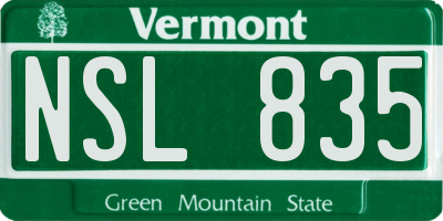 VT license plate NSL835
