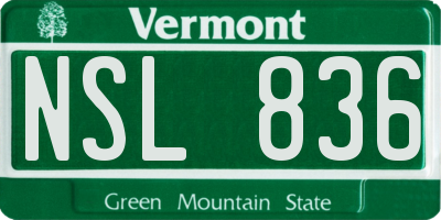 VT license plate NSL836