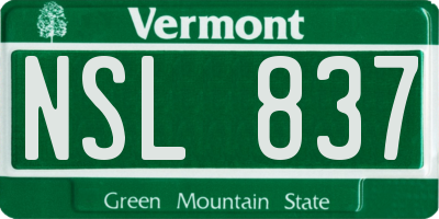 VT license plate NSL837