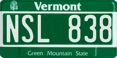 VT license plate NSL838