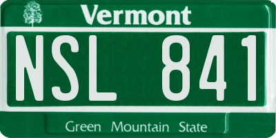 VT license plate NSL841