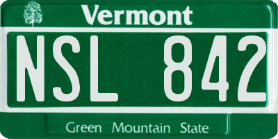 VT license plate NSL842