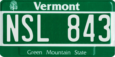 VT license plate NSL843
