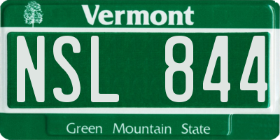 VT license plate NSL844