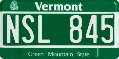 VT license plate NSL845