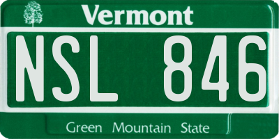 VT license plate NSL846