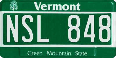VT license plate NSL848