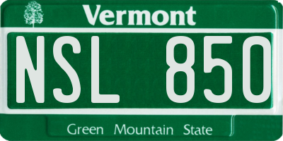 VT license plate NSL850