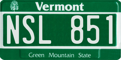 VT license plate NSL851
