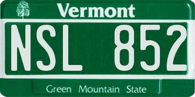VT license plate NSL852