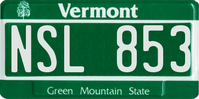 VT license plate NSL853