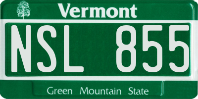 VT license plate NSL855