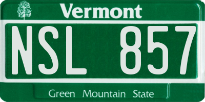 VT license plate NSL857