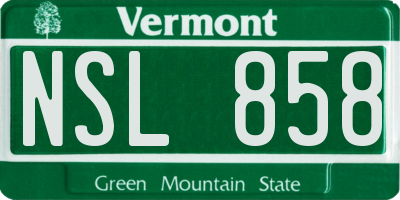 VT license plate NSL858