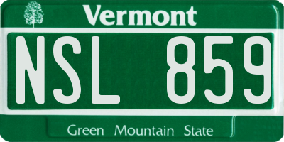 VT license plate NSL859