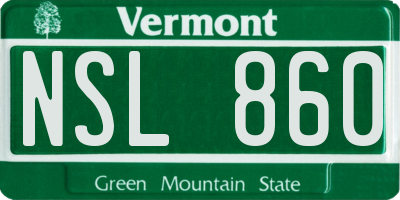 VT license plate NSL860