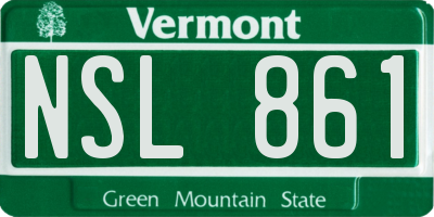 VT license plate NSL861