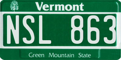 VT license plate NSL863