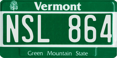 VT license plate NSL864