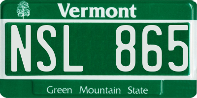 VT license plate NSL865