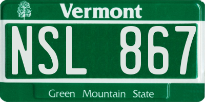 VT license plate NSL867