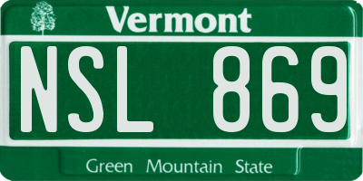 VT license plate NSL869
