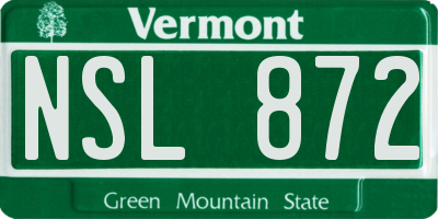VT license plate NSL872