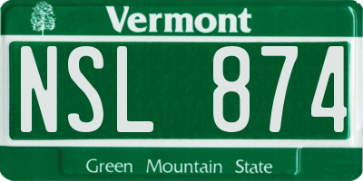VT license plate NSL874