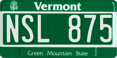 VT license plate NSL875