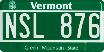 VT license plate NSL876