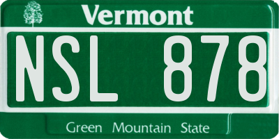 VT license plate NSL878