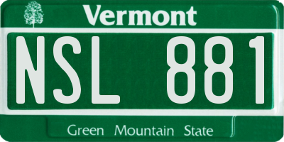 VT license plate NSL881
