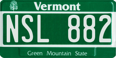 VT license plate NSL882