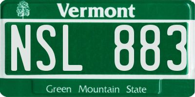 VT license plate NSL883