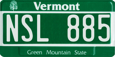 VT license plate NSL885