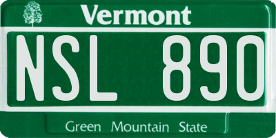 VT license plate NSL890