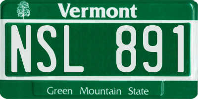 VT license plate NSL891