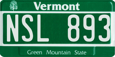 VT license plate NSL893