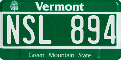VT license plate NSL894