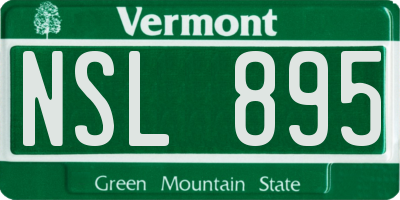 VT license plate NSL895