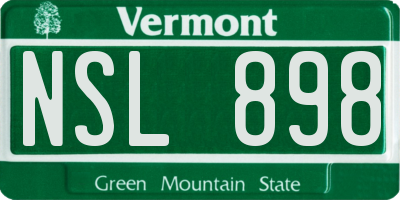 VT license plate NSL898