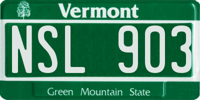 VT license plate NSL903