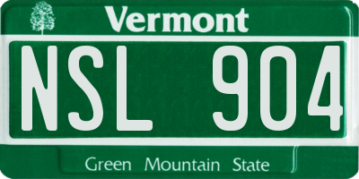 VT license plate NSL904