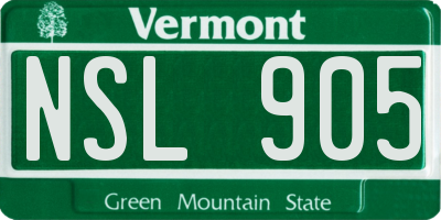 VT license plate NSL905