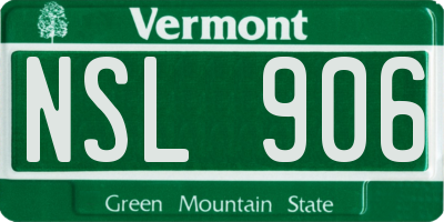 VT license plate NSL906