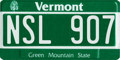 VT license plate NSL907