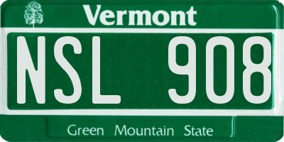 VT license plate NSL908