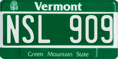 VT license plate NSL909